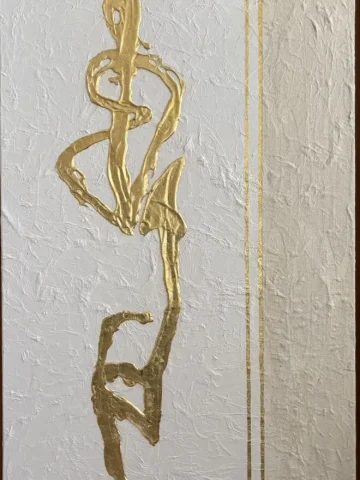 Laudatio, 50x100cm, Blattgold und Sand auf Leinwand, 2018